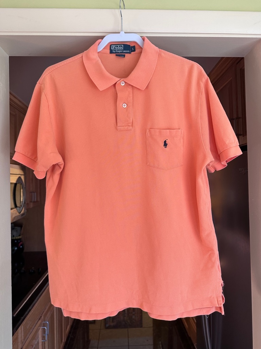 Vintage Polo Ralph Lauren Short Sleeve Polo Shirt Orange Men Large Chest Pocket - Picture 2 of 11